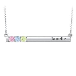 Engravable Family Bar Pendant with 1-5 Gemstones