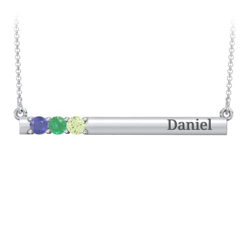Engravable Family Bar Pendant with 1-5 Gemstones