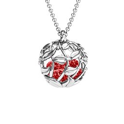 Luscious Leaf Cage Pendant in 925 Sterling Silver with Garnet, Aquamarine, Emerald, Ruby, and Cubic Zirconia