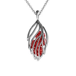 Elegant Elm Cage Leaf Pendant in 925 Sterling Silver with Garnet, Ruby, Emerald, and Citrine