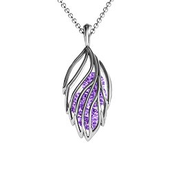 Elegant Elm Cage Leaf Pendant in 925 Sterling Silver with Amethyst, Ruby, Emerald, and Citrine