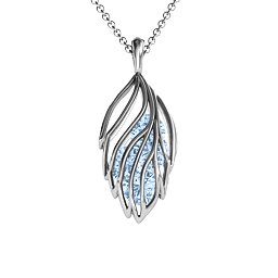 Elegant Elm Cage Leaf Pendant in 925 Sterling Silver with Aquamarine, Ruby, Emerald, and Citrine