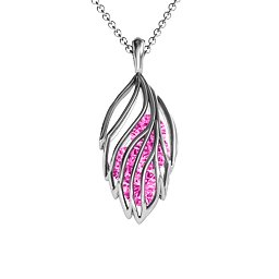 Elegant Elm Cage Leaf Pendant in 925 Sterling Silver with Pink Tourmaline, Ruby, Emerald, and Citrine