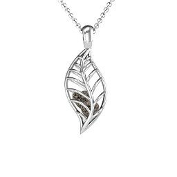 Mini Encourage-Mint Cage Leaf Pendant in 925 Sterling Silver with Smokey Quartz, Blue Topaz, Cubic Zirconia, and Pink Tourmaline