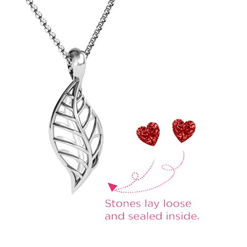 Mini Encourage-Mint Cage Leaf Pendant – Sterling Silver with Garnet