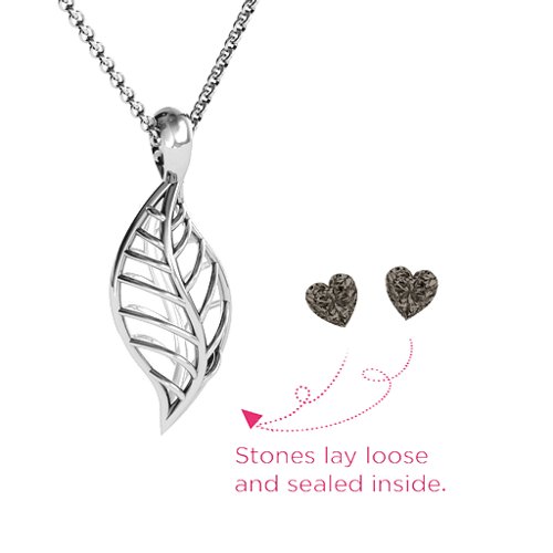 Mini Encourage-Mint Cage Leaf Pendant – Sterling Silver with Smokey Quartz