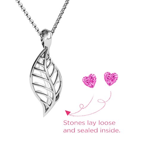 Mini Encourage-Mint Cage Leaf Pendant – Sterling Silver with Pink Tourmaline