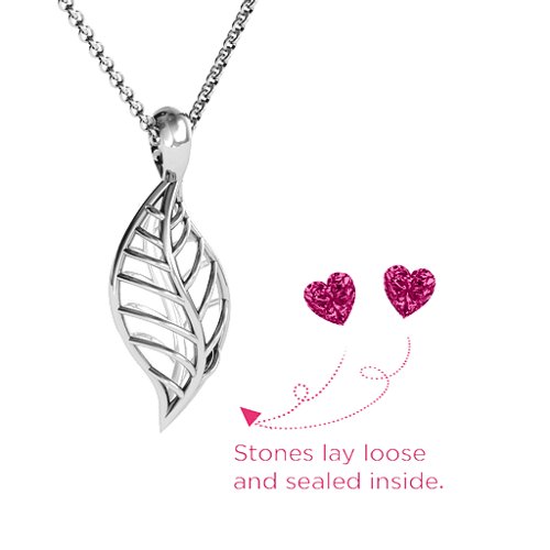 Mini Encourage-Mint Cage Leaf Pendant – Sterling Silver with Ruby