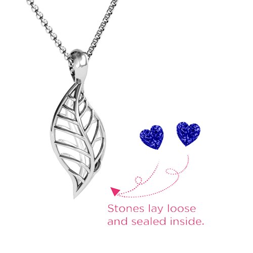 Mini Encourage-Mint Cage Leaf Pendant – Sterling Silver with Blue Sapphire