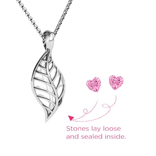 Mini Encourage-Mint Cage Leaf Pendant – Sterling Silver with Pink Tourmaline