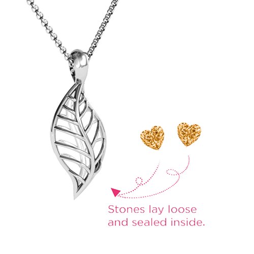 Mini Encourage-Mint Cage Leaf Pendant – Sterling Silver with Citrine