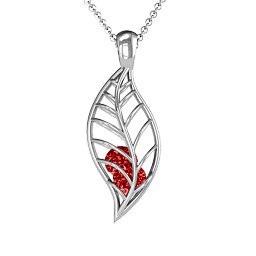 Encourage-Mint Cage Leaf Pendant in 925 Sterling Silver with Garnet, Blue Topaz, Cubic Zirconia, and Pink Tourmaline