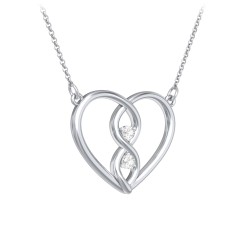 Sterling Silver Infinity Heart Necklace with 15 CZ 