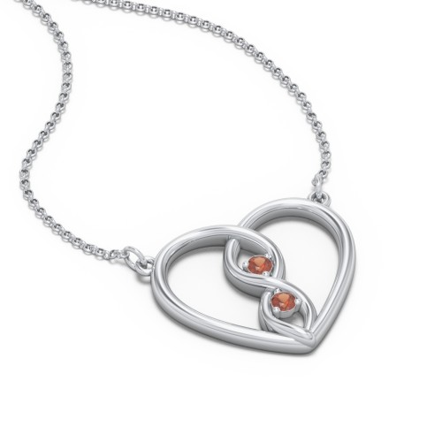 Entwined Infinity Heart Necklace – Sterling Silver with Garnet