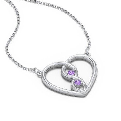 Entwined Infinity Heart Necklace – Sterling Silver with Amethyst