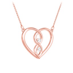 Entwined Infinity Heart Necklace in 10K Solid Rose Gold