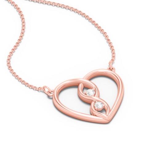 Entwined Infinity Heart Necklace – 10K Rose Gold with Cubic Zirconia