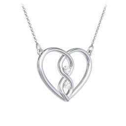 Entwined Infinity Heart Necklace in 925 Sterling Silver with Cubic Zirconia