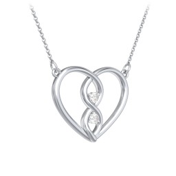 Entwined Infinity Heart Necklace in 925 Sterling Silver with Diamond