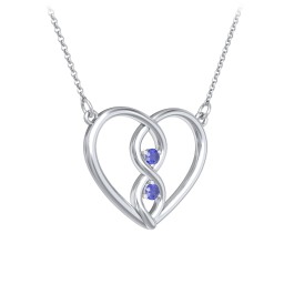 Entwined Infinity Heart Necklace in 925 Sterling Silver with Blue Sapphire