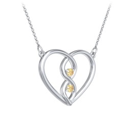 Entwined Infinity Heart Necklace in 925 Sterling Silver with Citrine