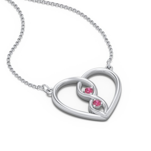 Entwined Infinity Heart Necklace – Sterling Silver with Ruby