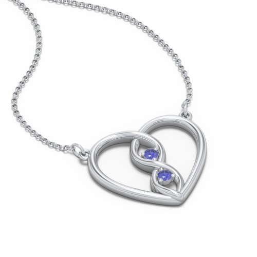 Entwined Infinity Heart Necklace – Sterling Silver with Blue Sapphire