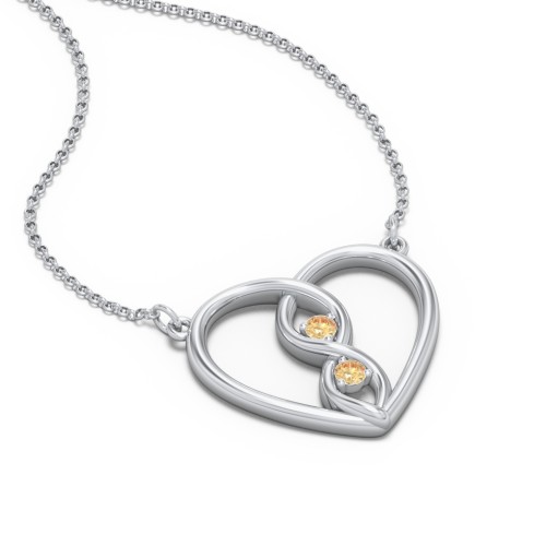 Entwined Infinity Heart Necklace – Sterling Silver with Citrine