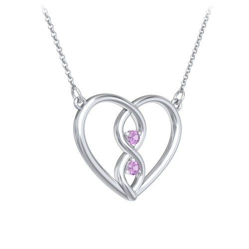 Entwined Infinity Heart Necklace – Sterling Silver with Amethyst