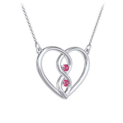 Entwined Infinity Heart Necklace – Sterling Silver with Ruby