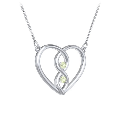 Entwined Infinity Heart Necklace – Sterling Silver with Peridot