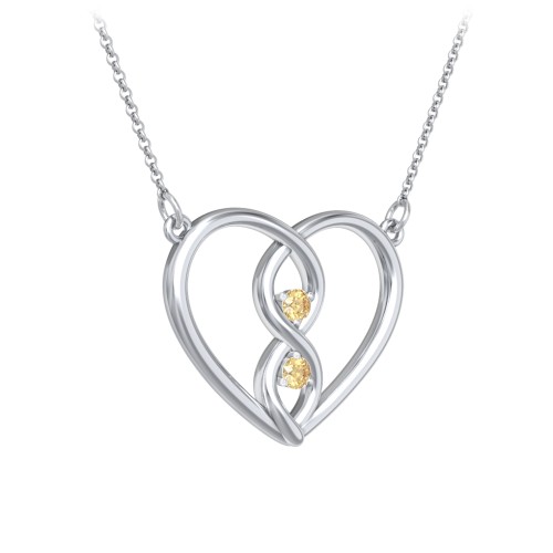 Entwined Infinity Heart Necklace – Sterling Silver with Citrine