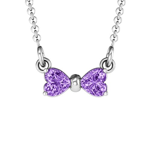 Adorable Bow Necklace – Sterling Silver with Amethyst