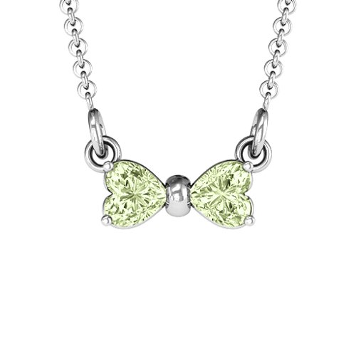 Adorable Bow Necklace – Sterling Silver with Peridot