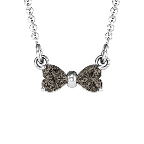 Adorable Bow Necklace – Sterling Silver with Smokey Quartz