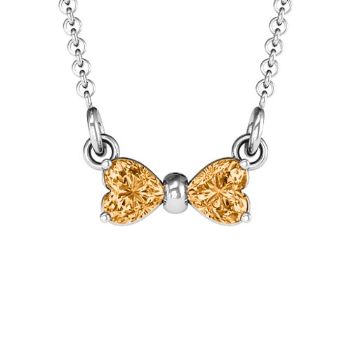 Adorable Bow Necklace – Sterling Silver with Citrine