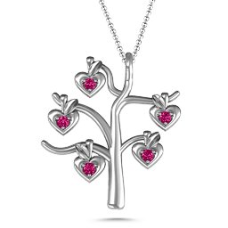 Tree Of Hearts 5-Stone Family Tree Necklace