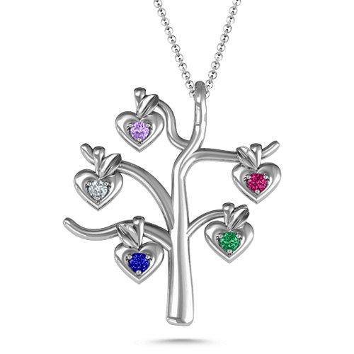 Tree Of Hearts 5-Stone Family Tree Necklace