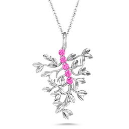 Roots Of Love 5-Stone Family Tree Necklace in 925 Sterling Silver with Pink Tourmaline