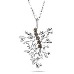 Roots Of Love 5-Stone Family Tree Necklace in 925 Sterling Silver with Smokey Quartz