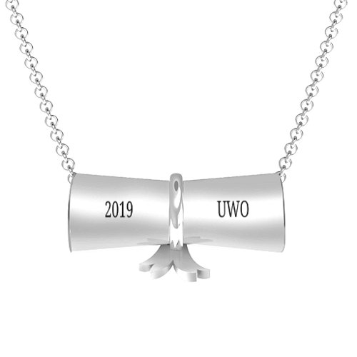 Engravable Graduation Scroll Necklace – Sterling Silver