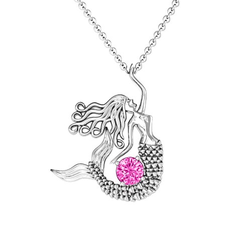 Majestic Mermaid Necklace – Sterling Silver with Pink Tourmaline