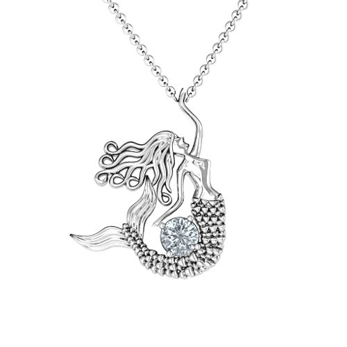 Majestic Mermaid Necklace – Sterling Silver with Diamond