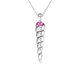 Unicorn Horn Necklace in 925 Sterling Silver with Pink Tourmaline