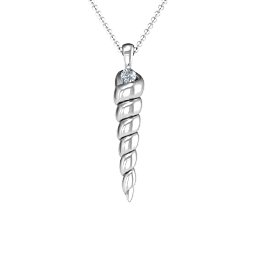 Unicorn Horn Necklace in 925 Sterling Silver with Diamond