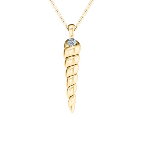 Unicorn Horn Necklace – 10K Yellow Gold with Cubic Zirconia