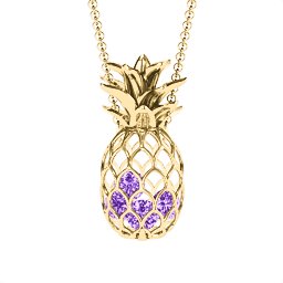 Pineapple Cage Necklace in 18K Gold Plated Silver with Amethyst