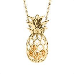 Pineapple Cage Necklace in 18K Gold Plated Silver with Citrine, Blue Sapphire, and Emerald