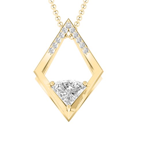 Optical Elegance Necklace – 10K Yellow Gold with White Premium Zirconia
