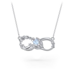 Magical Mermaid Infinity Necklace in 925 Sterling Silver with Aquamarine